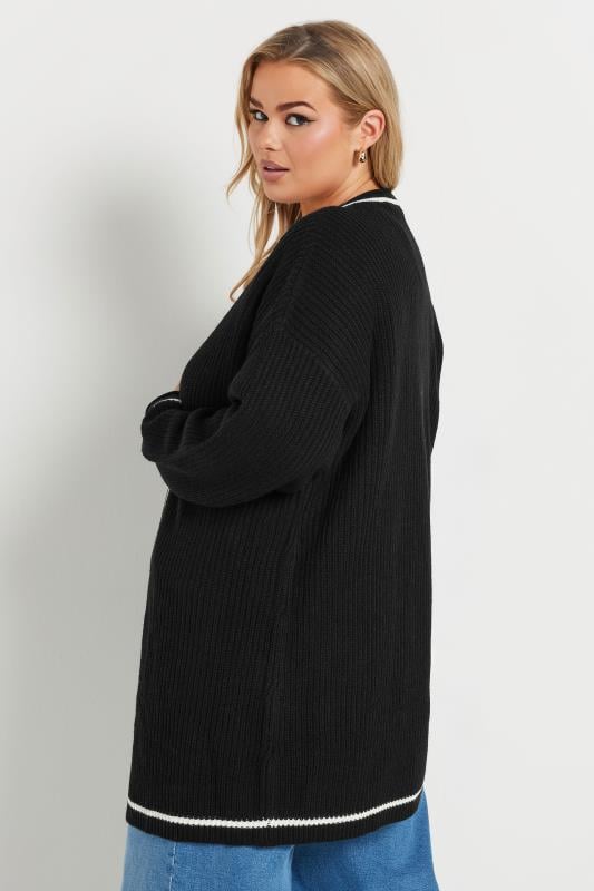 Evans YOURS Curve Black Contrast Knitted Cardigan
