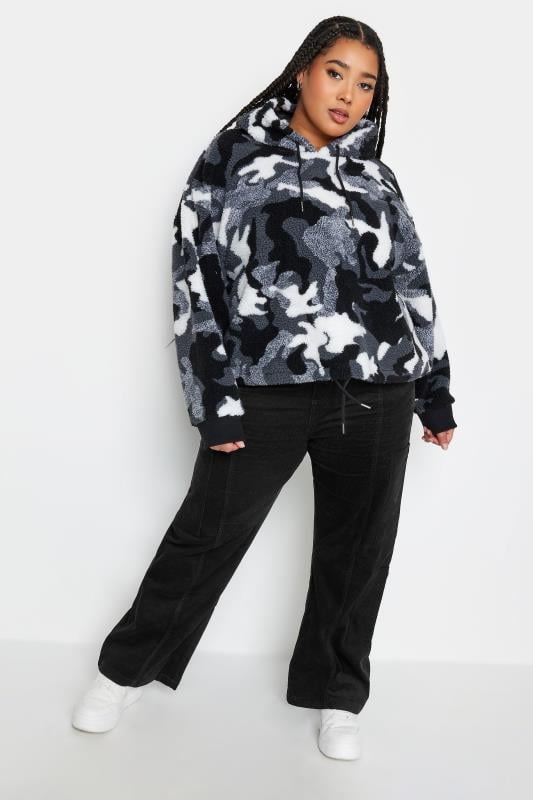 Evans YOURS Curve Black Cord Cargo Trousers