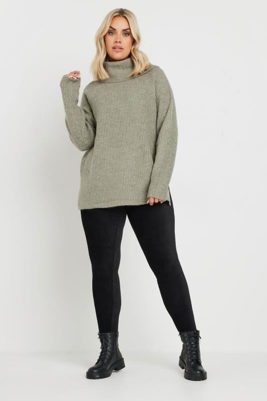 Evans YOURS Curve Black Cord Stretch Leggings
