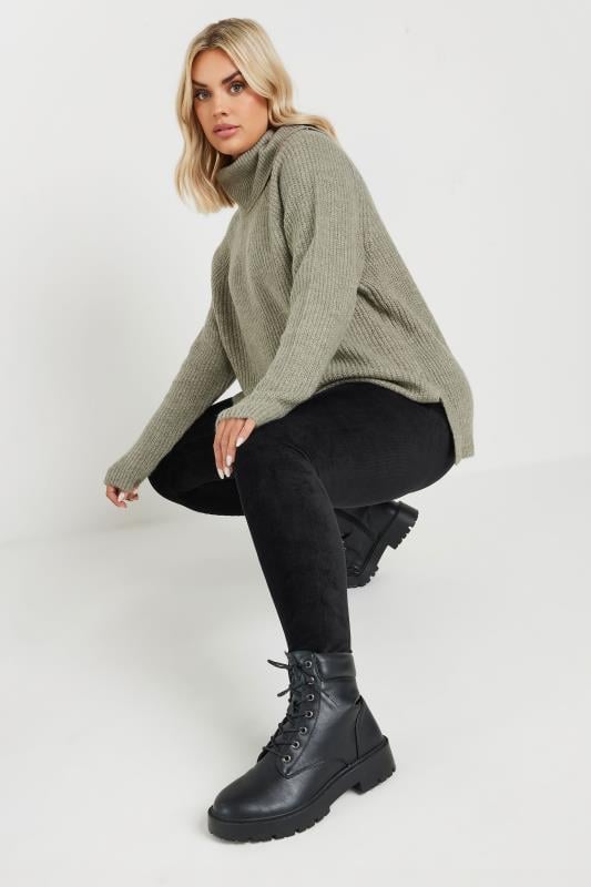 Evans YOURS Curve Black Cord Stretch Leggings
