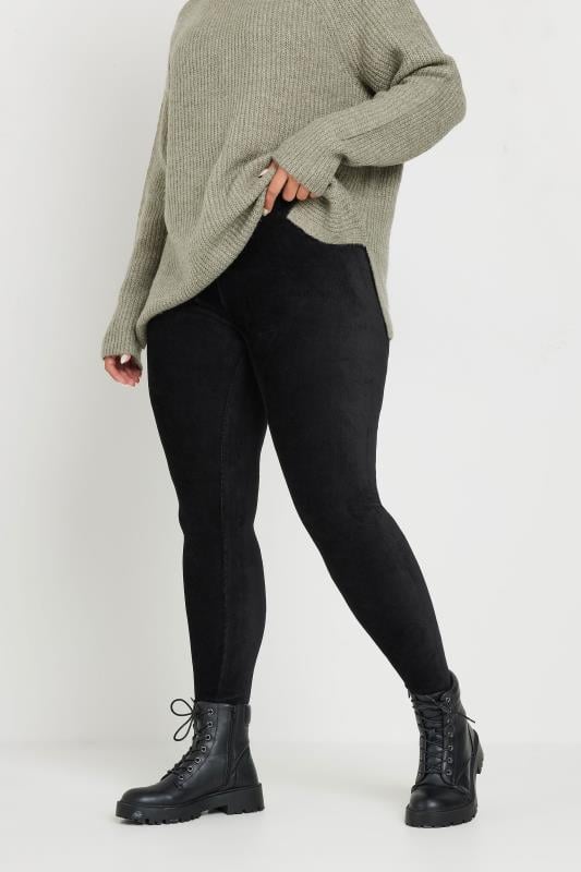 evans YOURS Curve Black Cord Stretch Leggings