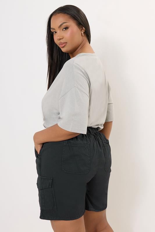 Evans YOURS Curve Black Cotton Cargo Shorts