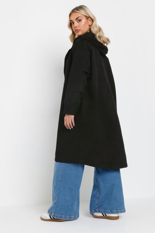 Evans YOURS Curve Black Cotton Longline Parka Coat
