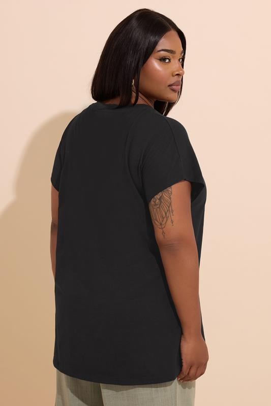 Evans YOURS Curve Black Cotton Stud Detail T-Shirt