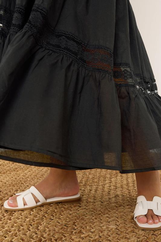 Evans YOURS Curve Black Cotton Tiered Maxi Skirt