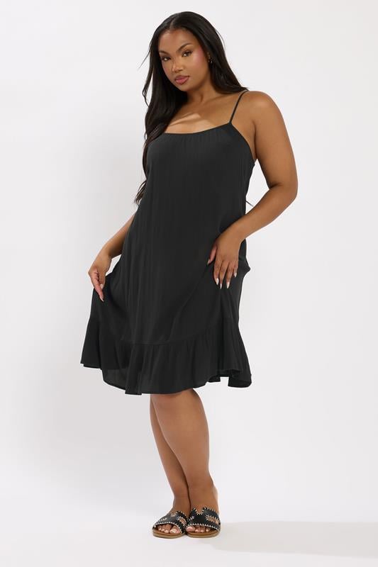 Evans YOURS Curve Black Crinkle Mini Dress