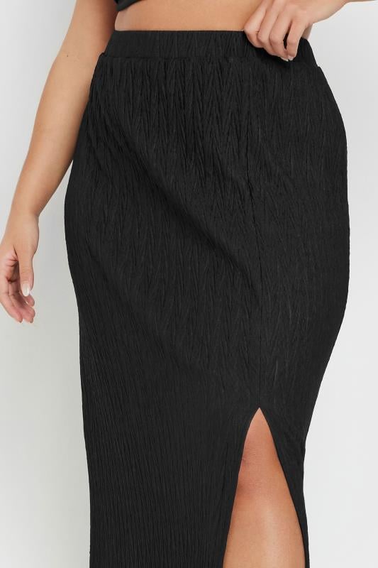 Evans YOURS Curve Black Crinkle Plisse Maxi Skirt