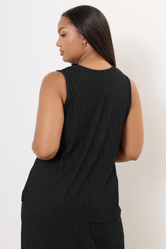 Evans YOURS Curve Black Crinkle Plisse Waistcoat