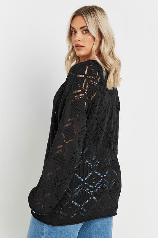 Evans YOURS Curve Black Crochet Knitted Jumper