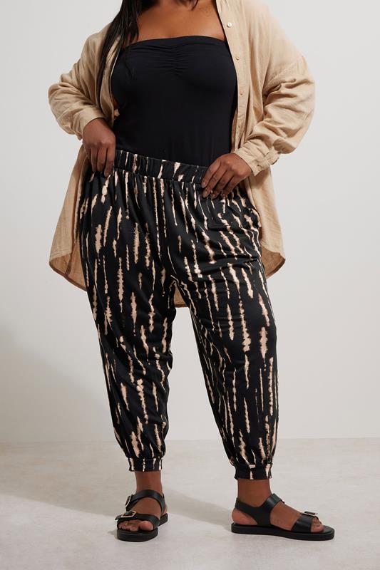 evans YOURS Curve Black Crop Harem Trousers