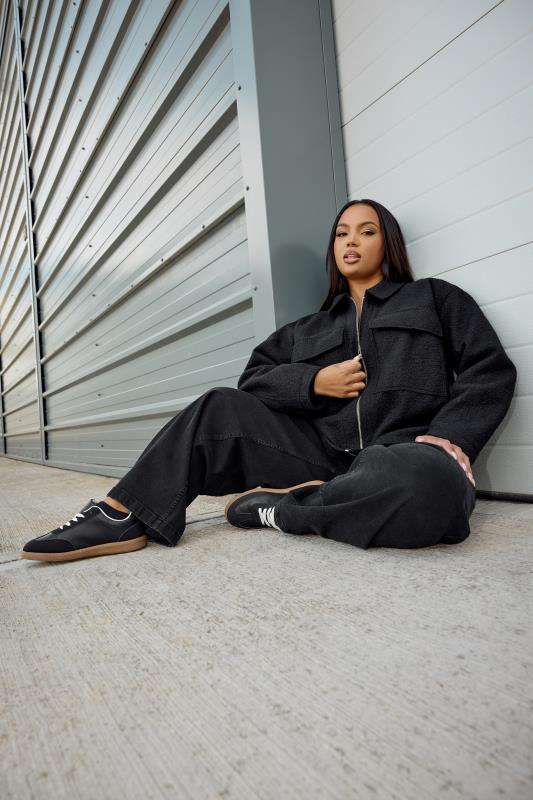 Evans YOURS Curve Black Cropped Boucle Jacket