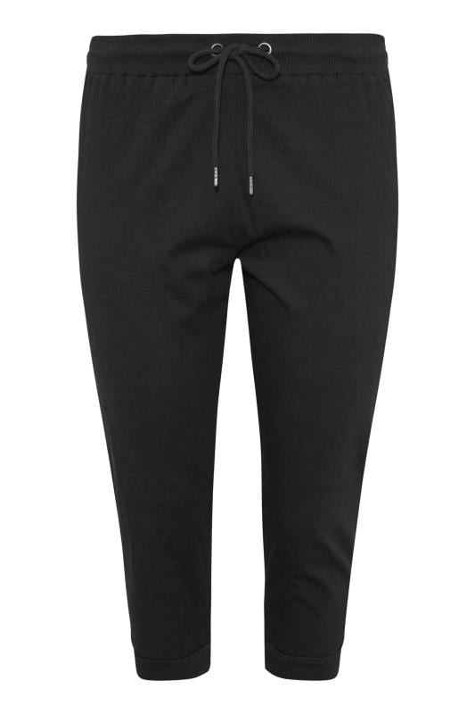 Evans YOURS Curve Black Cropped Stretch Joggers