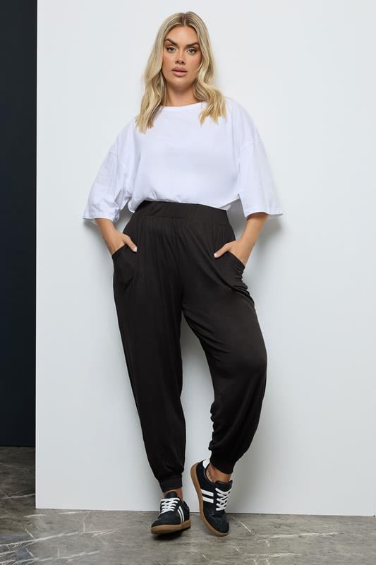 Evans YOURS Curve Black Cuffed Harem Joggers