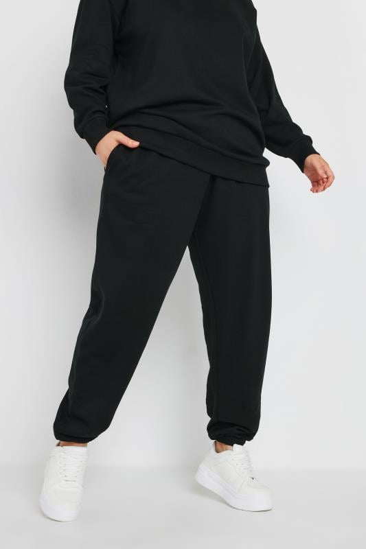 evans YOURS Curve Black Cuffed Joggers