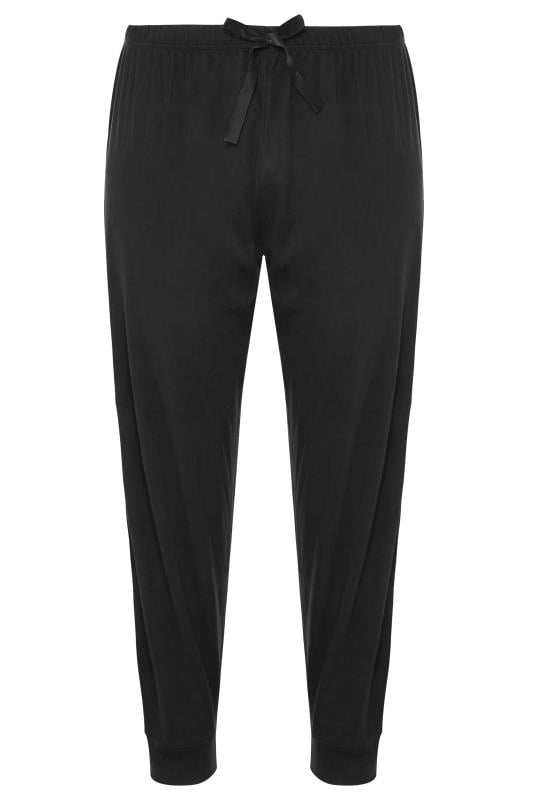 Evans YOURS Curve Black Cuffed Pyjama Bottoms