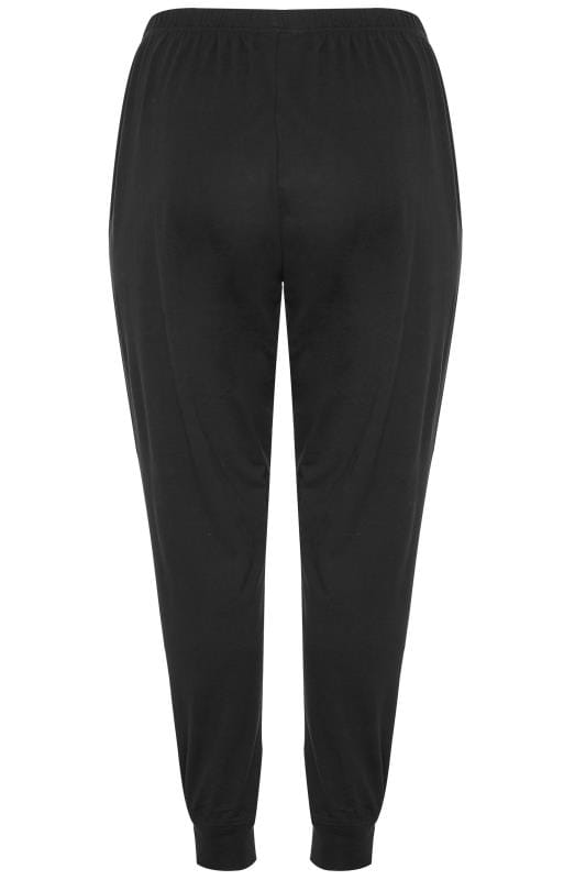 Evans YOURS Curve Black Cuffed Pyjama Bottoms