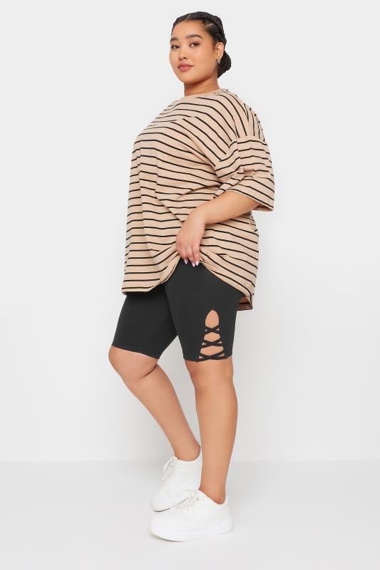 Evans YOURS Curve Black Cut Out Cycling Shorts
