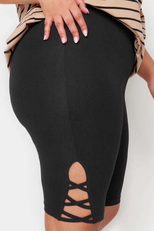 Evans YOURS Curve Black Cut Out Cycling Shorts