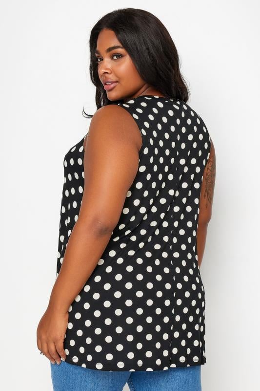 Evans YOURS Curve Black Dot Print Swing Vest Top