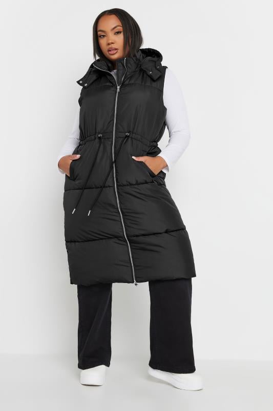 Evans YOURS Curve Black Drawcord Panelled Gilet