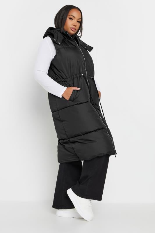 evans YOURS Curve Black Drawcord Panelled Gilet