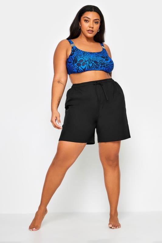 Evans YOURS Curve Black Drawstring Swim Shorts