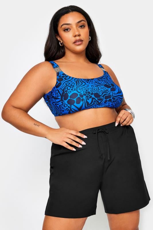 evans YOURS Curve Black Drawstring Swim Shorts