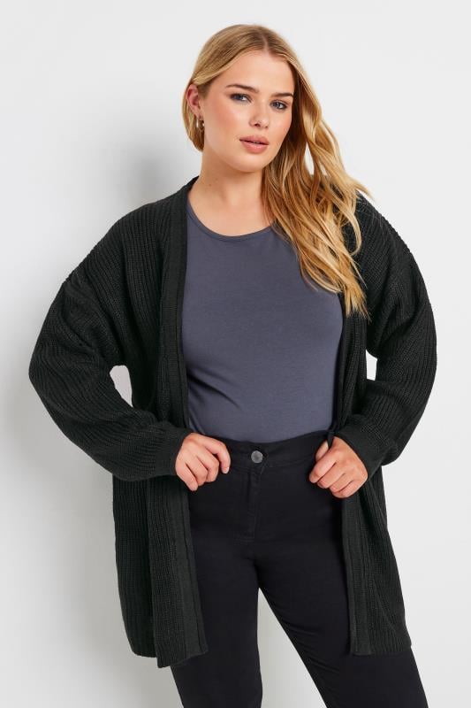 evans YOURS Curve Black Essential Knitted Cardigan
