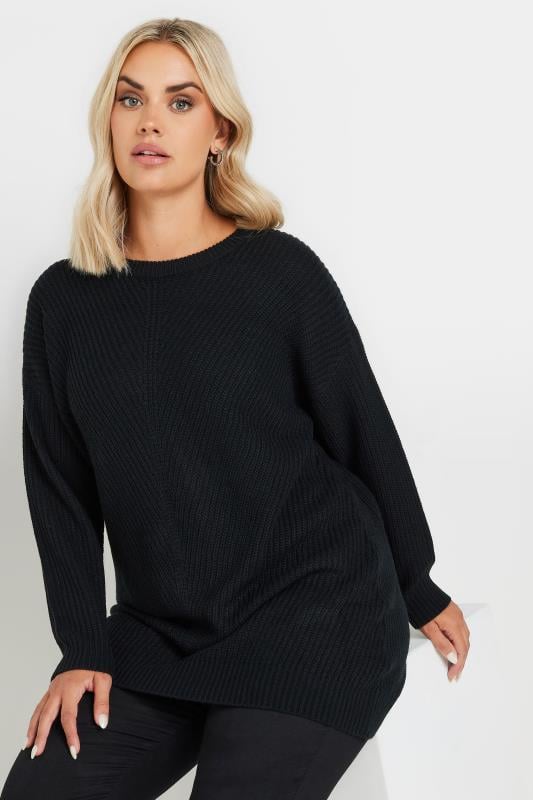evans YOURS Curve Black Essential Knitted Jumper