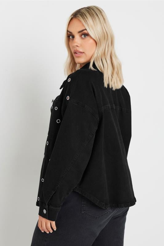 Evans YOURS Curve Black Eyelet Denim Jacket