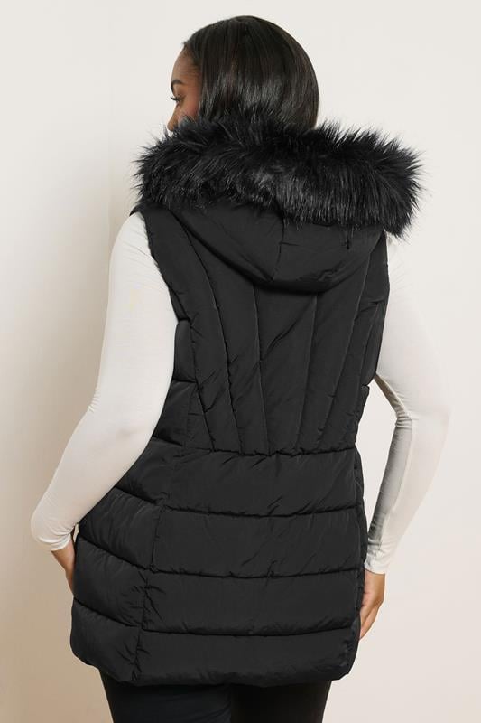 Evans YOURS Curve Black Faux Fur Trim Gilet