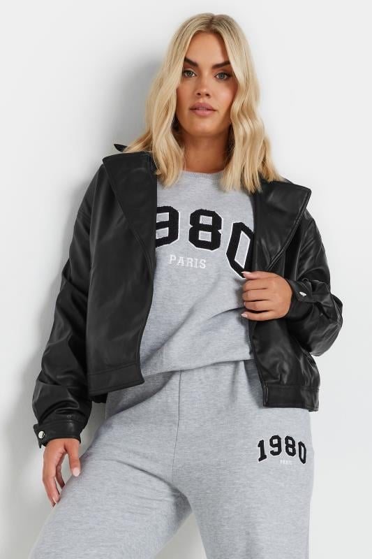 Evans YOURS Curve Black Faux Leather Biker Jacket