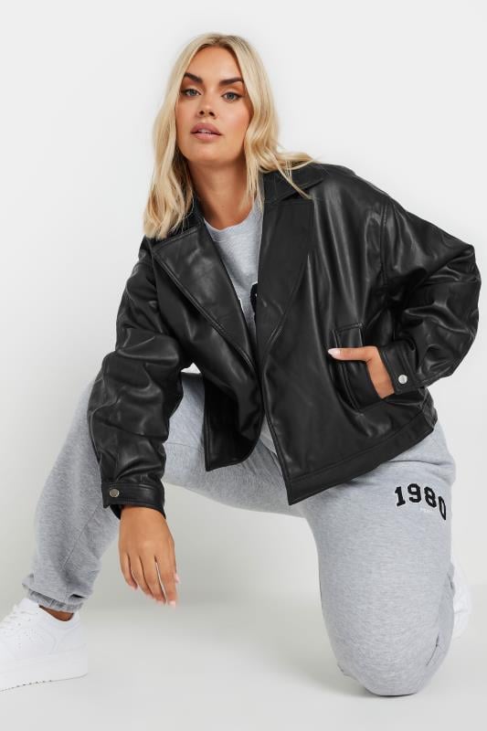 evans YOURS Curve Black Faux Leather Biker Jacket