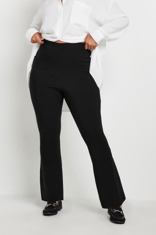 evans YOURS Curve Black Flare Bengaline Trousers