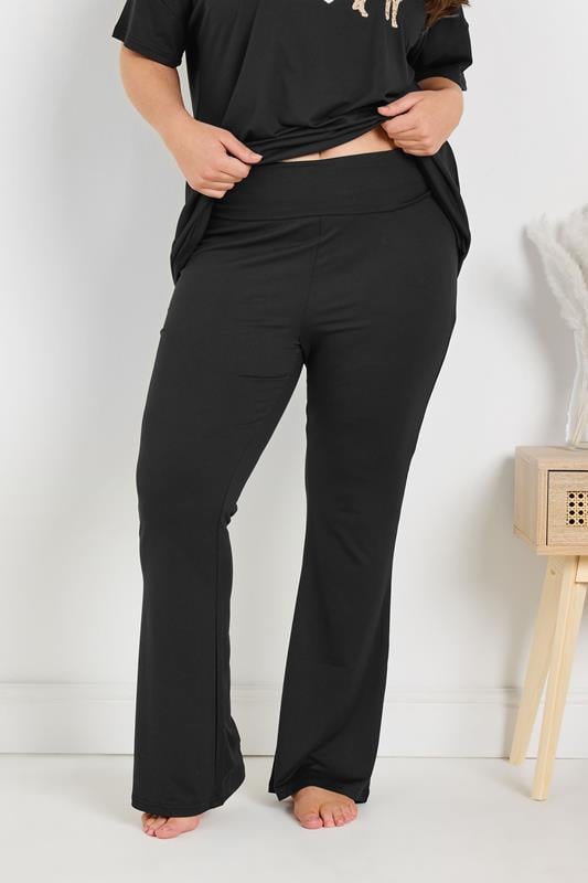 evans YOURS Curve Black Flare Pyjama Bottoms