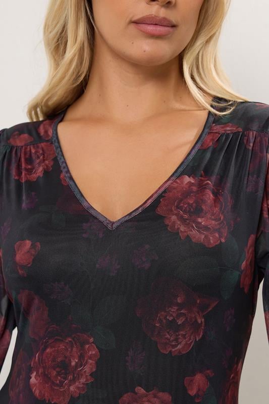 Evans YOURS Curve Black Floral Mesh Maxi Dress