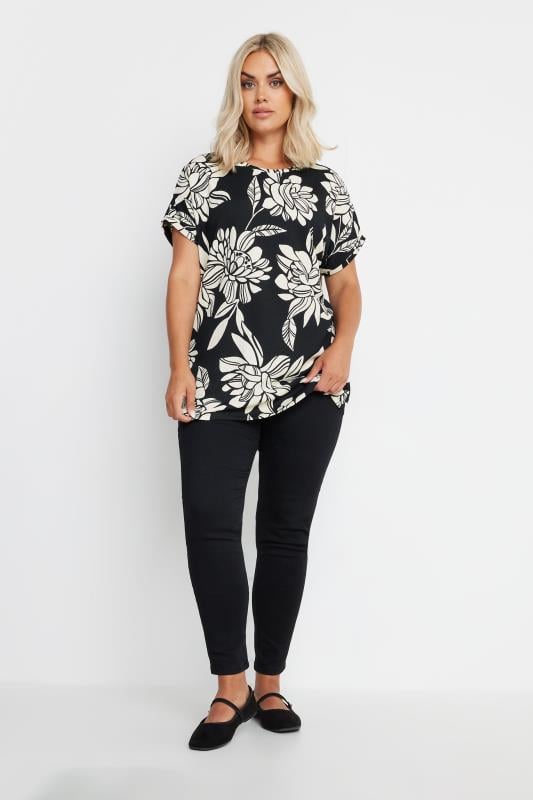 Evans YOURS Curve Black Floral Print Top