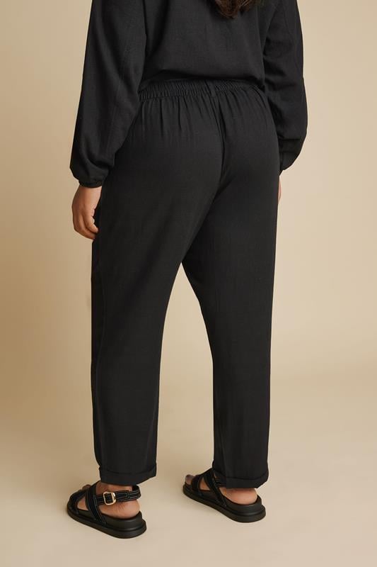Evans YOURS Curve Black Formal Linen Trousers