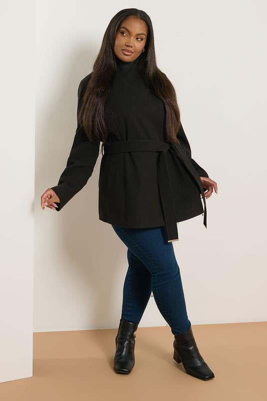 Evans YOURS Curve Black Formal Wrap Coat