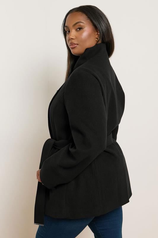 Evans YOURS Curve Black Formal Wrap Coat