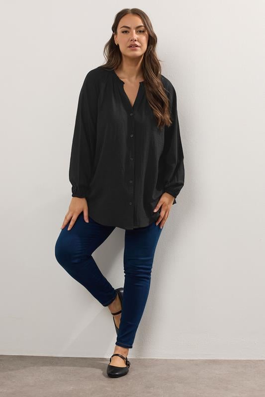 Evans YOURS Curve Black Frill Neck Blouse