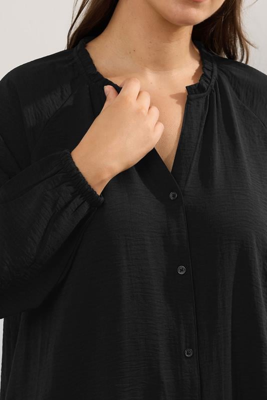 Evans YOURS Curve Black Frill Neck Blouse