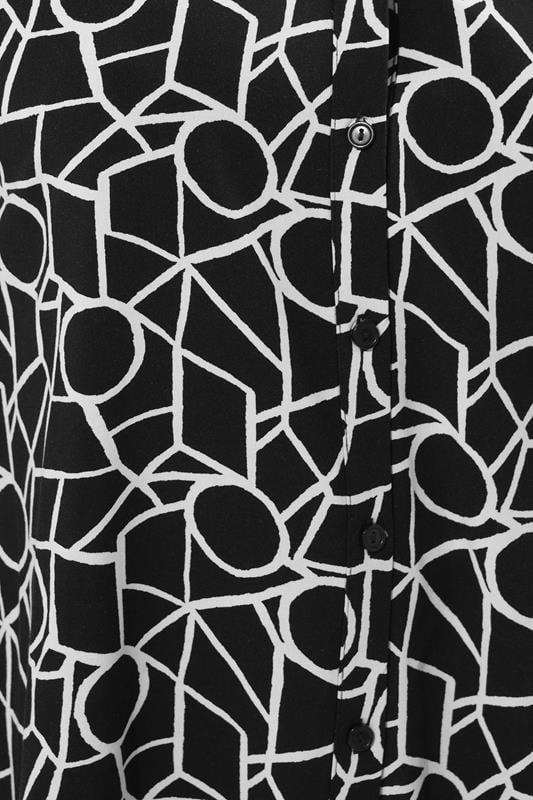 Evans YOURS Curve Black Geometric V-Neck Blouse