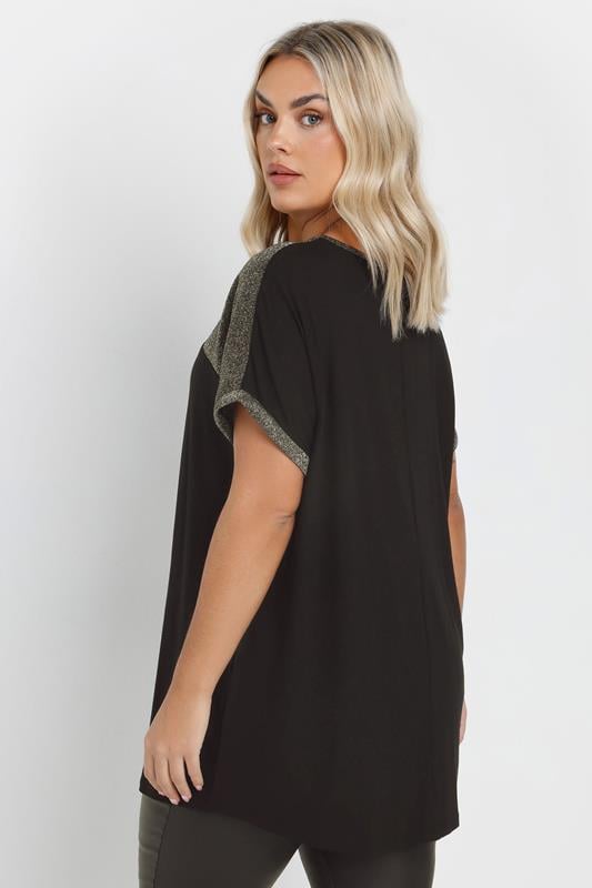 Evans YOURS Curve Black & Gold Foil Detail Top