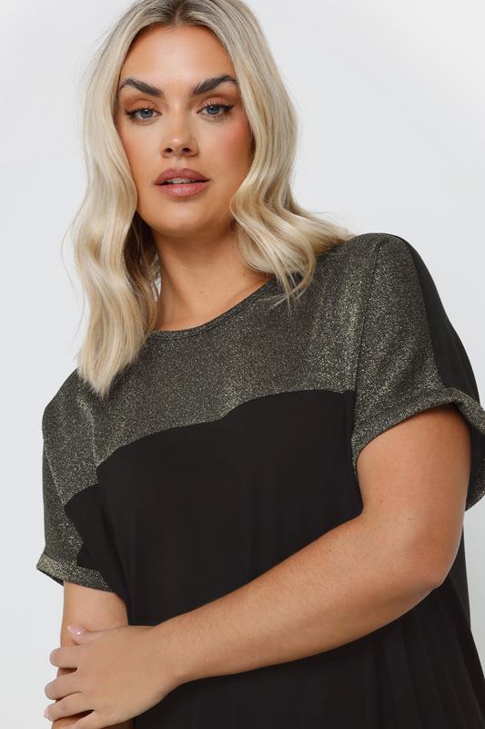Evans YOURS Curve Black & Gold Foil Detail Top