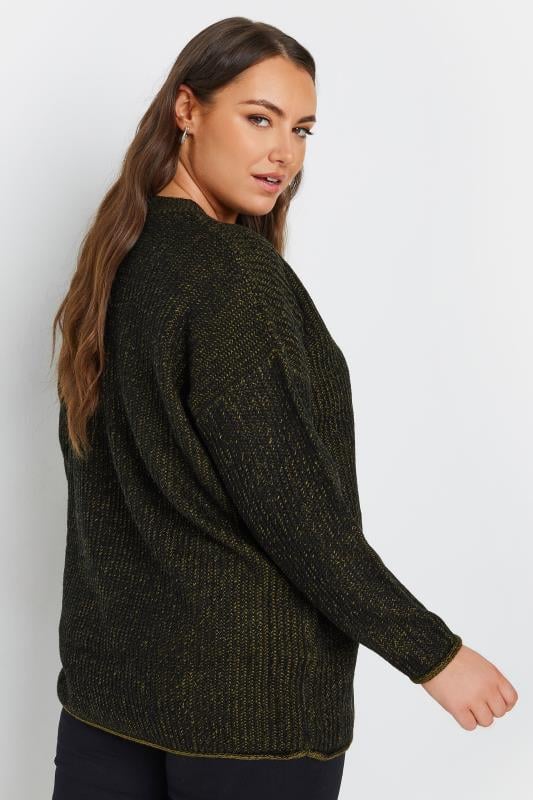 Evans YOURS Curve Black & Green Knitted Jumper