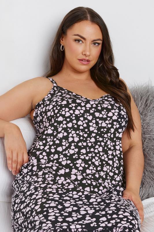 Evans YOURS Curve Black Heart Print Chemise