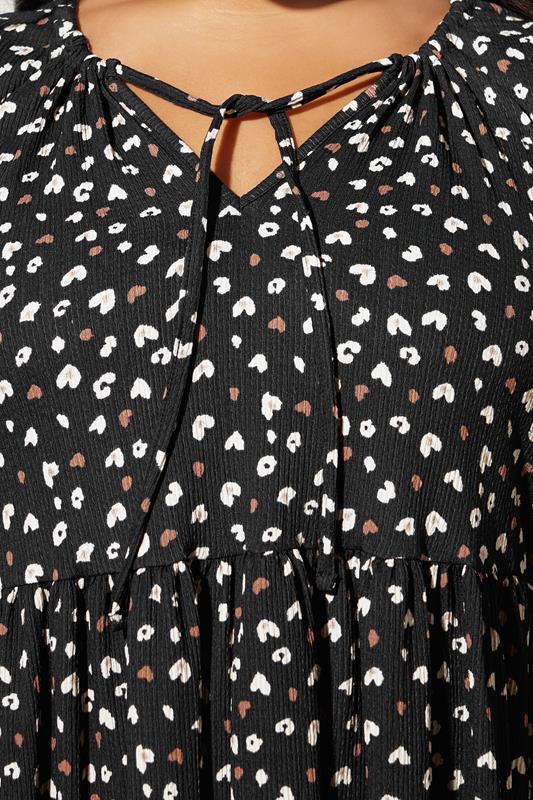 Evans YOURS Curve Black Heart Print Tie Neck Dress