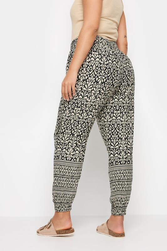 Evans YOURS Curve Black Ikat Print Joggers