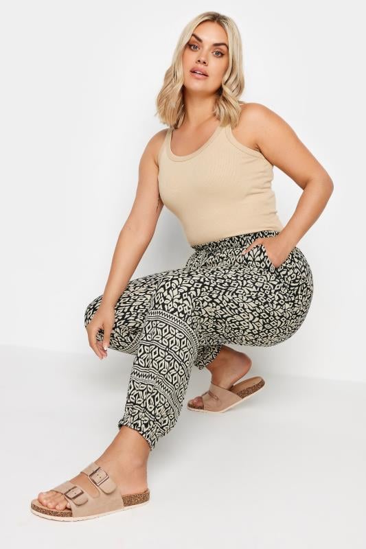 Evans YOURS Curve Black Ikat Print Joggers